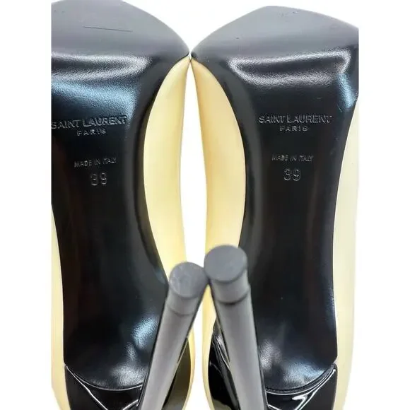 Saint Laurent Teddy 105 Patent Leather Stiletto Heel Pumps Shoes Size 39